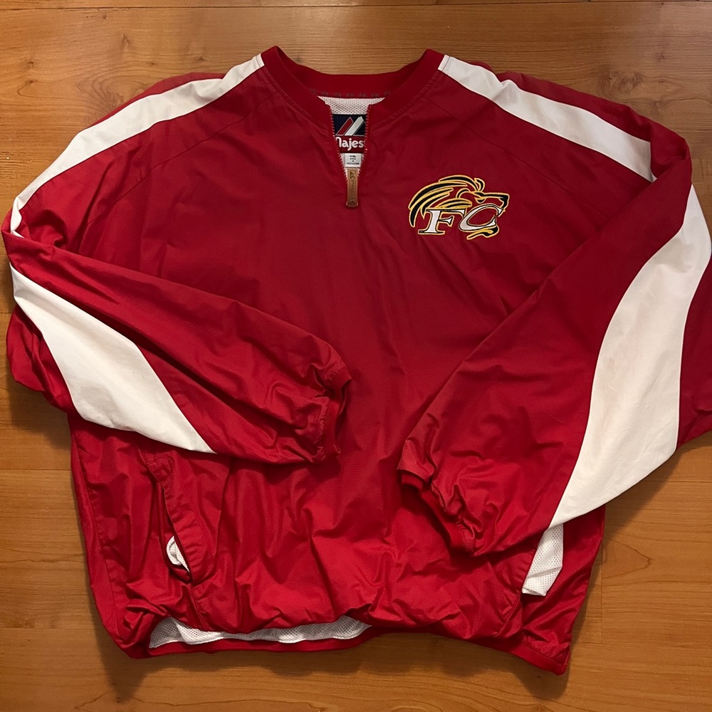 Vintage Red Sports Quarter Zip Sweater